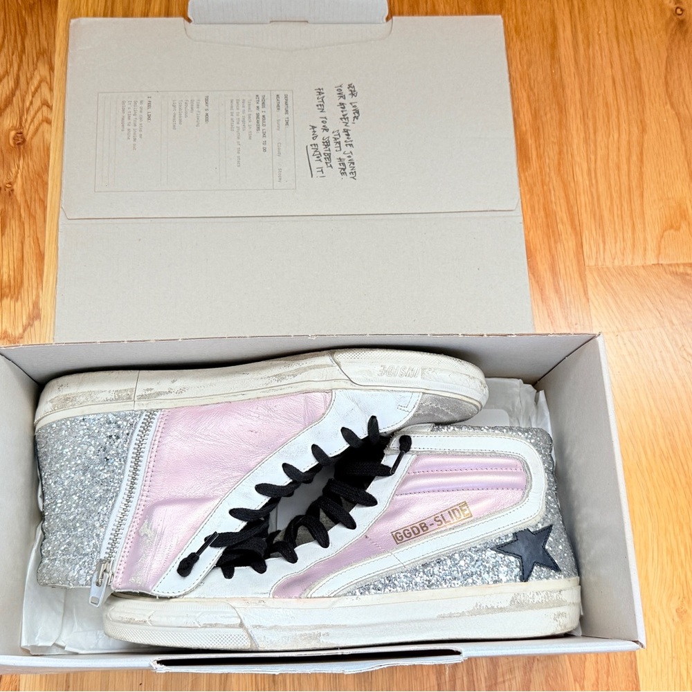 Golden Goose Kids Pink and Silver Sneakers